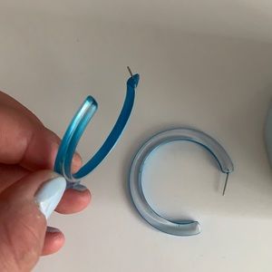 Blue acrylic hoop earrings